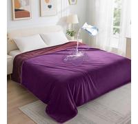 PICK FOR LIFE Waterproof Blanket for Bed: Reversible Soft Flannel Throw Splash Bed Blanket Spill-Proof Cover for Furniture Protection, Movie Time, 152 x 203cm (Purple)