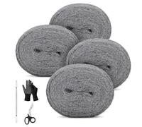 PICK FOR LIFE Wire Wool Mice 4 Pack DIY Kit Coarse Steel Wool Gap Blocker | 3m/Roll with Gloves Scissors Pry bar, Wire Wool for Cleaning, Rodent Control, Stop Mouse Insect Pest for Attic Kitchen Garage