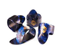 Pick Geek Finger and Thumb Pick Set | 1 x Celluloid Thumb Pick | 3 x Celluloid Finger Picks | Large Size | Blue Tortoiseshell Colour | Includes Draw-String Bag for Safe Keeping
