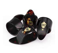 Pick Geek Finger and Thumb Pick Set | 1 x Celluloid Thumb Pick | 3 x Celluloid Finger Picks | Medium Size | Tortoiseshell Colour | Includes Draw-String Linen Bag for Safe Keeping | Gifted in Kraft Box