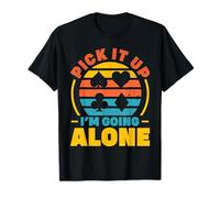 Pick It Up I'm Going Alone Funny Euchre Player Retro T-Shirt