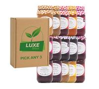 Pick & Mix 340g Jams Choose Any 3 - Strawberry, Apricot, Raspberry, Seedless, Cherry, Blackcurrant, Blueberry, Plum, Damson, Gooseberry, Pineapple& Rhubarb Compatible for Mrs Darlingtons By Luxe Bitez