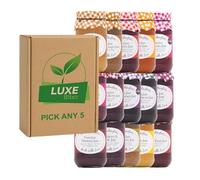 Pick & Mix 340g Jams Choose Any 5 - Strawberry, Apricot, Raspberry, Seedless, Cherry, Blackcurrant, Blueberry, Plum, Damson, Gooseberry, Pineapple& Rhubarb Compatible for Mrs Darlingtons By Luxe Bitez
