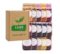 Pick & Mix 340g Jams Choose Any 6 - Strawberry, Apricot, Raspberry, Seedless, Cherry, Blackcurrant, Blueberry, Plum, Damson, Gooseberry, Pineapple& Rhubarb Compatible for Mrs Darlingtons By Luxe Bitez