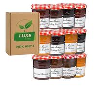 Pick & Mix Bonne Maman 370g Jams - Choose Any 4 - Strawberry, Apricot, Raspberry, Blackcurrant, Peach, Fig, Damson, Blueberry, Cherry & Marmalade - Compatible for Bonne Maman By Luxe Bitez