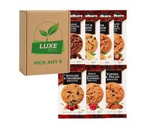 Pick & Mix Walkers Biscuits - Choose Any 6 - Fruit & Lemon; Stem Ginger; Oatflake Cranberry; Raspberry & White Choc; Belgian Choc Chunk; Toffee Pecan & Hazelnut - Compatible for Walkers By Luxe Bitez
