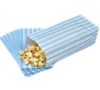 Pick n Mix Popcorn Sweet Candy Stripe Paper Bags Blue & White 4" x 9.5" x 3" - Pack of 250