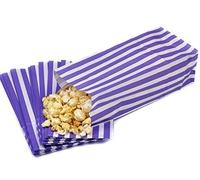 Pick n Mix Popcorn Sweet Candy Stripe Paper Bags Purple & White 4" x 9.5" x 3" - Pack of 50