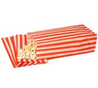 Pick n Mix Popcorn Sweet Candy Stripe Paper Bags Red & White 4" x 9.5" x 3" - Pack of 250