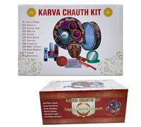 Pick N Save Karva Chauth Pooja Kit with Channi, Karwa, Sargi & Pooja Essentials | Complete Karwa Chauth Vrat Kit for Women | Traditional Festive Gift Box