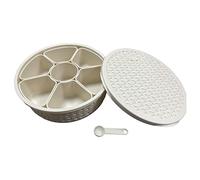 Pick N Save Plastic Masala Box, Spice Box, Masala Dabba, Authentic Indian Masala Dabba perfect for your spice storage with 7 containers and a FREE serving spoon (Ivory)