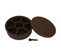 Pick N Save Plastic Masala Box, Spice Box, Masala Dabba, Authentic Indian Masala Dabba perfect for your spice storage with 7 containers and a FREE serving spoon (Brown)