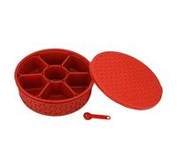 Pick N Save Plastic Masala Box, Spice Box, Masala Dabba, Authentic Indian Masala Dabba perfect for your spice storage with 7 containers and a FREE serving spoon (Red)