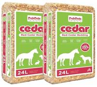 Pick Pets Red Cedar Bedding for Dogs, Rabbits and Horses | 100% Pet-Safe Material | All-Natural | Zero Artificial or Unsafe Chemicals, 24L (2 Pack)