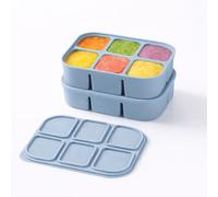 Pick Plate Silicone Freezer Trays with Lid, 6 Compartments, 15x12x4cm, BPA Free, Stackable, for Ice Cubes, Sauce Portions, Stock or Broth Portions (Blue)