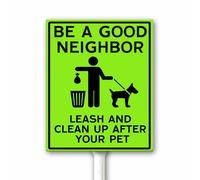 Pick Up After Your Dog Sign, Be a Good Neighbor No Pooping Yard Decor, Please Clean Up Pet Waste Lawn Sign, 20x30 CM Rust Free Heavy Aluminum Plaque with Stake