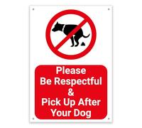 Pick Up After Your Dog Sign - Durable 1mm PVC, Rust-Proof & Weatherproof Outdoor Pet Waste Notice for Gardens, Parks, Paths - Multiple Sizes & Colours No.038 (Red, A5 (148mm x 210mm) - Holes)