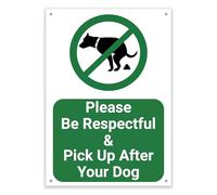 Pick Up After Your Dog Sign - Durable 1mm PVC, Rust-Proof & Weatherproof Outdoor Pet Waste Notice for Gardens, Parks, Paths - Multiple Sizes & Colours No.038 (Green, A3 (297mm x 420mm) - Holes)