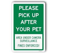 Pick Up After Your Pet Sign,Clean Up After Your Dog Signs "Please Pick Up After Your Pet, Area Under Camera Surveillance Fines Enforced" 20x30cm Metal Aluminum Sign