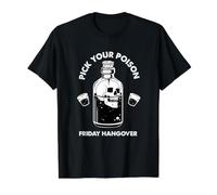Pick Your Poison Alcohol Bottle Skull Beer Lover Drinking Value Graphic T-Shirt, Men, Black, L