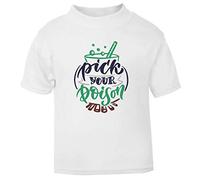 Pick Your Poison Cauldron Potion [HALLO19] Short Sleeve Cotton Toddler t Shirt, 1-2 Years, White