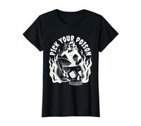 Pick Your Poison Pin Up Devil Woman Traditional Tattoo Flash Value Graphic T-Shirt, Women, Black, XL