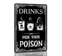 Pick Your Poison Tin Sign Vintage Halloween Metal Signs Gothic Witchy Decor Signs For Home Kitchen Bar 8x12 Inch