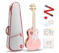 PICKAPICK Concert Ukulele Professional Mahogany 23 inch for Beginners, Starter Kit w Gig bag, Lesson Book, Greeting Card, Pick and Strap(Cherry Pink)