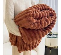 Pickelect Thickened Rabbit Plush Nap Blanket, Flannel Milk Velvet Cover Blanket, Soft Thick Plush Faux Rabbit Fur Throw Blankets, Office Single Person Nap Blankets (Caramel,39.3 * 59.1in)