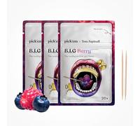 pick'em Berry Flavoured Toothpicks x Tom Aspinall, 3-Pack, 60 Wooden | Sweet & sour berry mix, sugar free & vegan. Long-lasting flavour, a wooden gum alternative for on the go