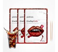 pick'em Cola Flavoured Toothpicks, 3-Pack, 60 Wooden | Cherry cola flavour with a fizzy kick, sugar free & vegan. Long-lasting taste, a wooden gum alternative