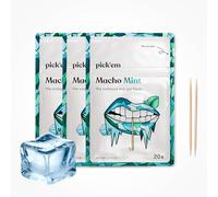 pick'em flavoured toothpicks Macho Mint [TRIPLE PACK] - 60x flavoured toothpicks - the lifestyle alternative to chewing gum (icy & minty flavour) - toothpicks with flavour - toothpicks wooden