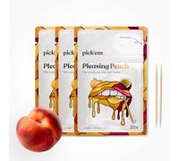 pick'em flavoured toothpicks Pleasing Peach [TRIPLE PACK] - 60x flavoured toothpicks - the lifestyle alternative to chewing gum (juicy & fruity flavour) - toothpicks with flavour - toothpicks wooden