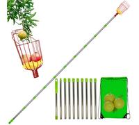 Picker Pole with Basket - Telescopic Fruit Harvesting Tool with Detachable Rustproof Grip | Lightweight Extendable Picker for Pear, Plum, Lemon, Apricot, Orchard Garden Use