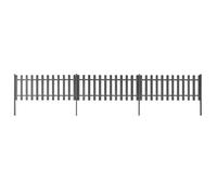 Picket Fence Grey WPC 600x60cm 3 Panels 12 Pickets Post 110cm RusticGardenDecor