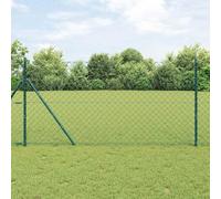 Picket Fence Panels, Chain Link Fence with Posts Green 1.2 x 10 m Steel， Garden Screening Panels for Yard, Patio, and Flower Bed