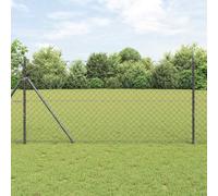 Picket Fence Panels, Chain Link Fence with Posts Grey 1.4 x 25 m Steel， Garden Screening Panels for Yard, Patio, and Flower Bed