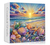 PICKFORU Beach Puzzles for Adults 1000 Piece, Ocean Seashells Puzzle Starfish, Seaside Sunset Scenery Jigsaw Puzzles Beach