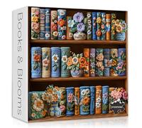 PICKFORU Blooming Bookshelf Puzzles for Adults 1000 Pieces, Vintage Book Flower Puzzle Library, Wildflower Pages Jigsaw Puzzles, Retro Floral Aesthetic Challenging
