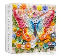 PICKFORU Butterfly Puzzles for Adults 1000 Pieces，Rainbow Butterfly Flower Puzzle Animal Paper Cut Art, Colorful Wings Jigsaw Puzzle Nature, Challenge for Adults