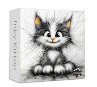 PICKFORU Cat 1000 Piece Puzzle for Adults, Cute Black Kitten Line Drawing Jigsaw Puzzle, Unique Impossibles Hard Puzzle