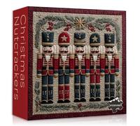 PICKFORU Christmas Nutcracker Jigsaw Puzzles for Adults 1000 Pieces，Holiday Nutcracker Patchwork Puzzle Quilt, Winter Xmas Jigsaw Puzzle, Vintage Nutcracker Christmas Decor