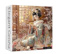 PICKFORU Elegant Geisha Puzzles for Adults 1000 Pieces, Retro Kimono Cherry Blossom Jigsaw Puzzles, Japanese Art Puzzle as Wall Art Decor