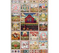 PICKFORU Farmyard Collage Puzzles for Adults, Vintage Animal Farm Barn Jigsaw Puzzles 1000 Pieces Rooster, Challenging Unique Retro Scene Theme as Wall Decor
