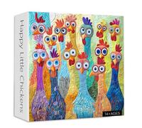 PICKFORU Happy Little Chickens Puzzles for Adults 1000 Pieces, Colorful Rooster Patchwork Jigsaw Puzzles Embroidery, Cute Animal Challenging Puzzle