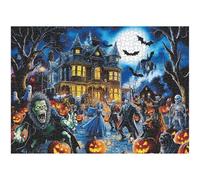 PICKFORU Horror Halloween Jigsaw Puzzles 1000 Pieces, Scary Ghost Skull Puzzles for Adults, Witch Skeleton Puzzle as Wall Art Decor