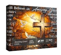 PICKFORU Jesus Cross Jigsaw Puzzle 1000 Pieces, Christian Bible Religious Puzzles for Adults, Bird Catholic Puzzle Christian Faith Inspirational, Expert Level, 70x50cm/27.5*19.7in