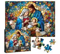 PICKFORU Jesus Stained Glass Puzzles for Adults 1000 Pieces and up, Colorful Christmas Nativity Jigsaw Puzzle, Difficult Mosaic Jigsaw Puzzles as Home Decor