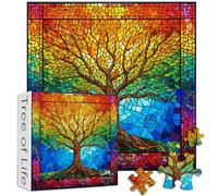 PICKFORU Stained Glass Puzzles for Adults 1000 Pieces and up, Mosaic Tree of Life Puzzle Unique Rainbow Puzzles, Colorful Difficult Jigsaw Puzzles for Adults