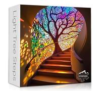 PICKFORU Tree of Life Puzzle for Adults 1000 Pieces, Rainbow Tree Stained Glass Puzzle with Spiral Staircase, Colorful Impossible Difficult Hard Challenging Jigsaw Puzzle